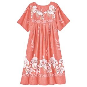 Anthony Richards Floral House Dress Lounger Hawaiian Coral Resortwear Size 1X